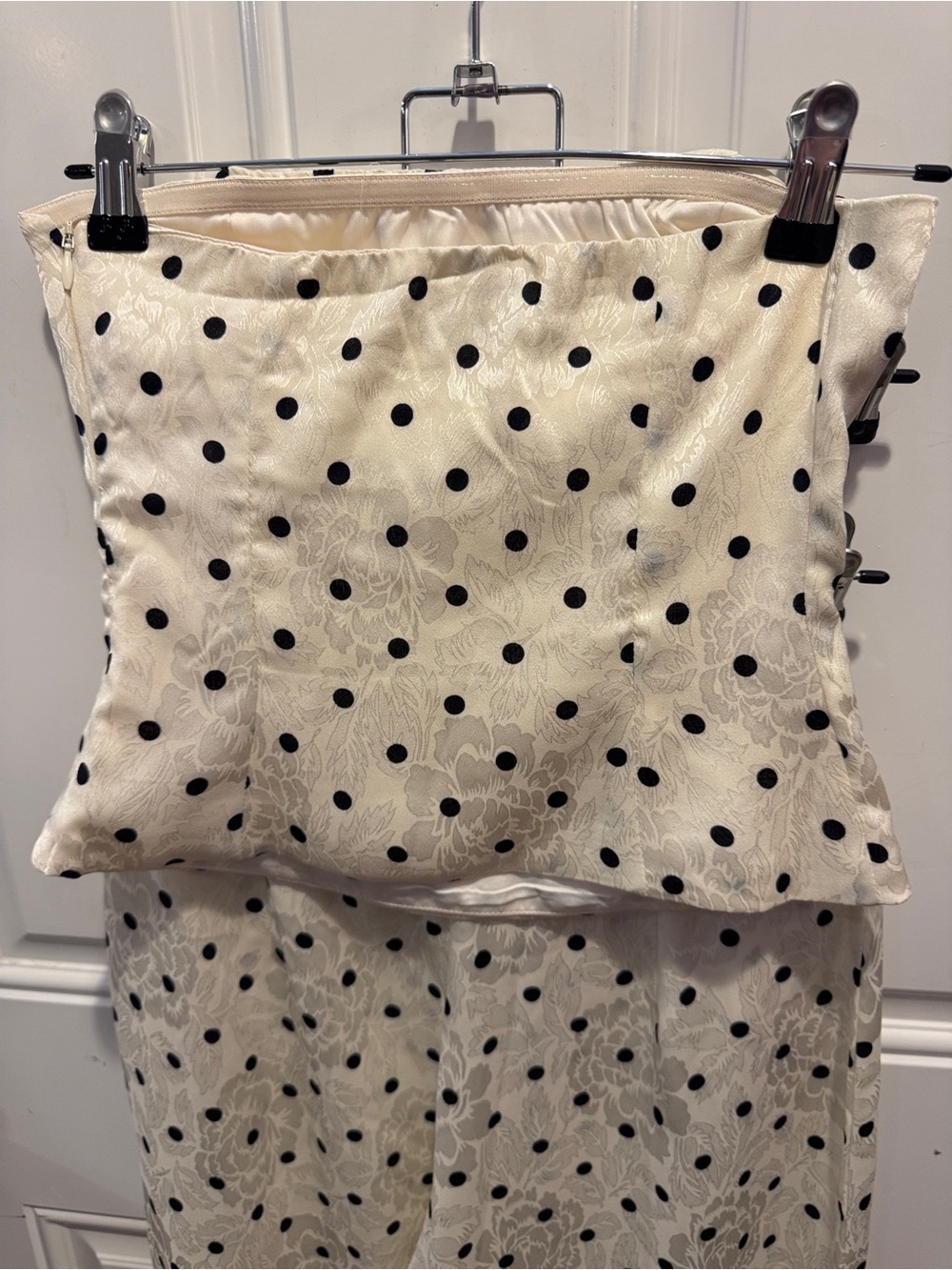 Princess Polly Powdered Sugar Polka Dot Strapless Top Wide Leg Pants Set $78.00 - Picture 15 of 16